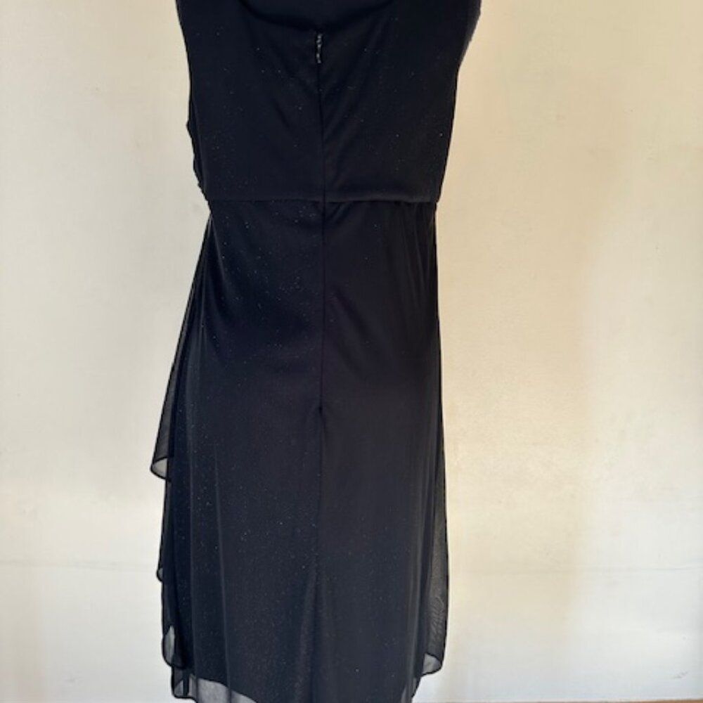 Dressbarn Black Ruched Glitter Dress with Rhinestone Accents  8597 - Picture 3 of 10